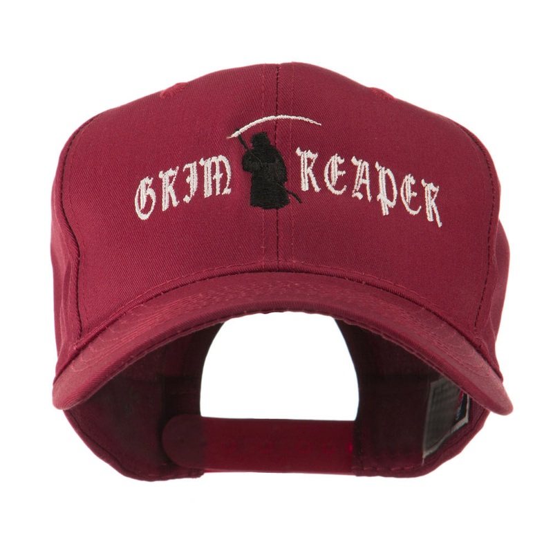 Halloween Grim Reaper Embroidered Cap Maroon One Size