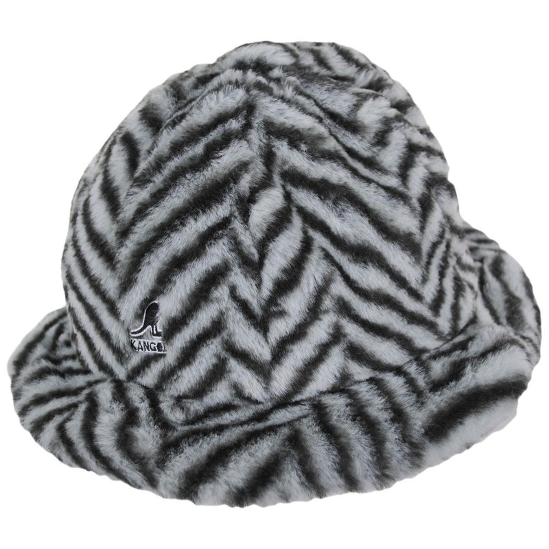 Herringbone Faux Fur Casual Bucket Hat GREY HERRINGBONE S