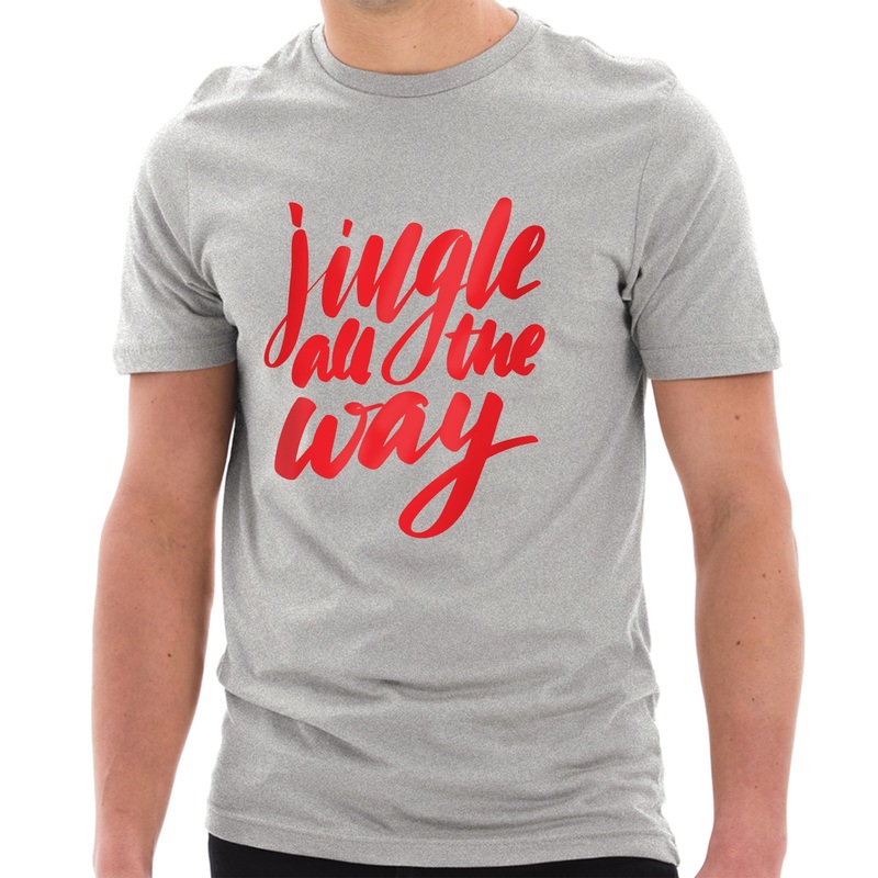 Jingle All The Way Graphic Design Ring Spun Combed Cotton Short Sleeve Deluxe Jersey T-Shirt Heather Grey XS