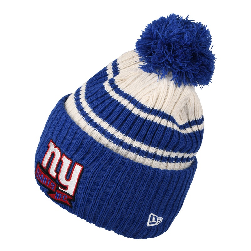 New Era New York Giants Bobble Hat – NFL Sideline Sport Knit – Blue-White 1-Size