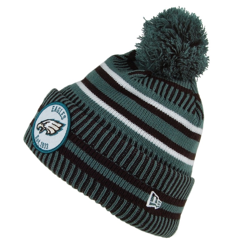 New Era Philadelphia Eagles Bobble Hat – NFL On Field Knit – Midnight Green-Black 1-Size