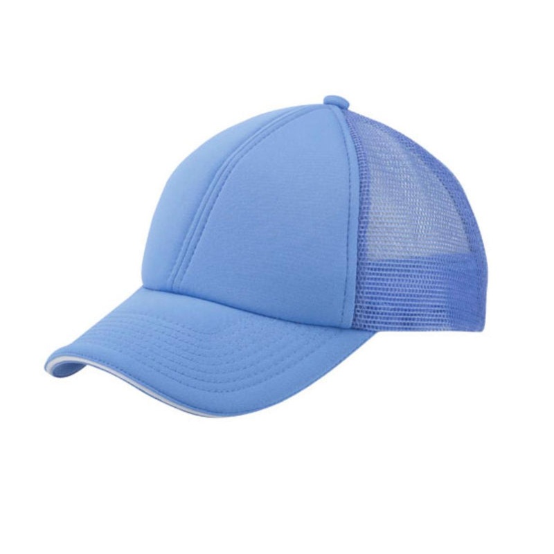 Nissun 6 Panel Mesh With Sandwich Bill Cap, Trucker Hat – 6PMS Black