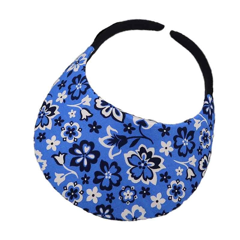 No Headache Midsize Clip On Bandana Print Sun Visor Blue