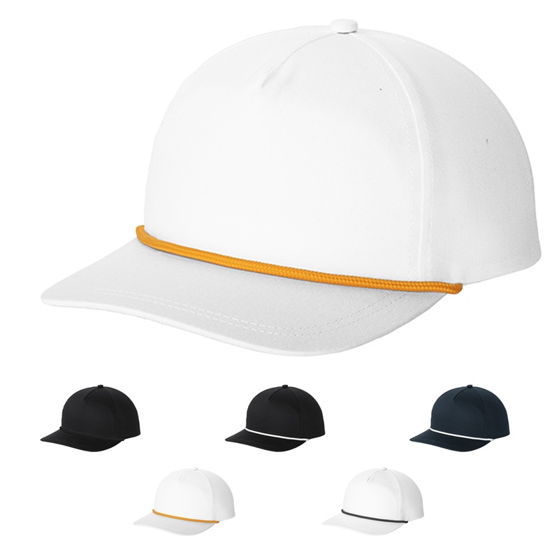 Port Authority C962 Snapback Five-Panel Rope Cap Black/Black