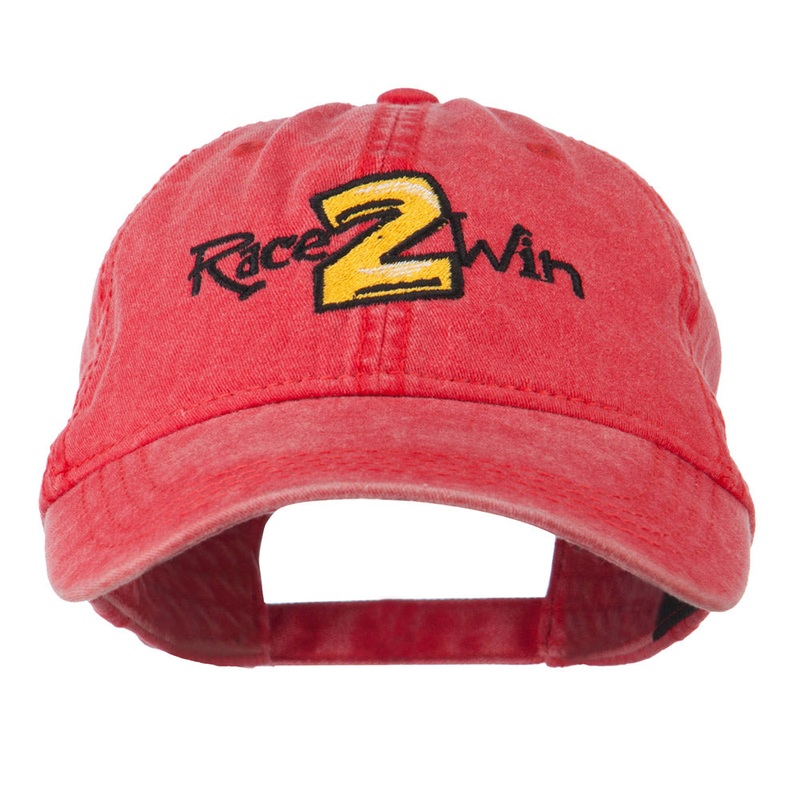Race 2 Win Embroidered Washed Cap Red One Size