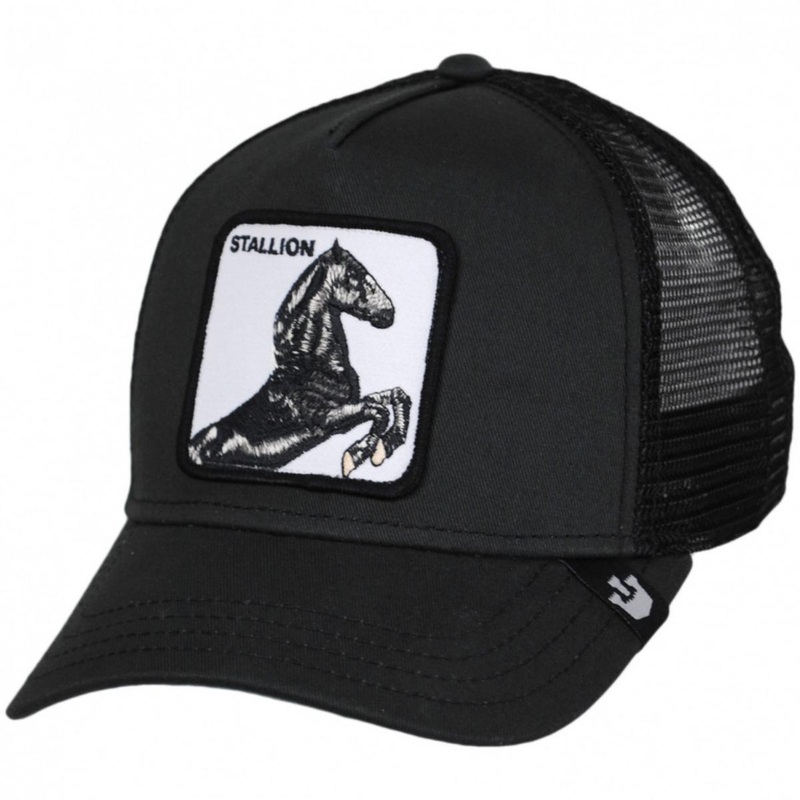 Stallion Mesh Trucker Snapback Baseball Cap BLACK ADJUSTABLE