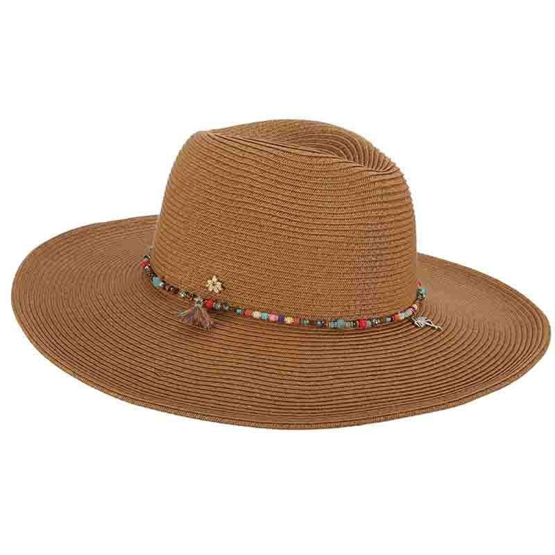 Wide Brim Safari Hat with Beads – Cappelli Straworld Toast