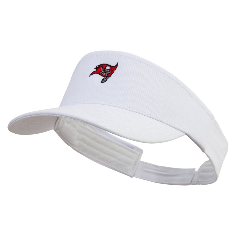 Wild Pirate Flag Embroidered Brushed Cotton Sun Visor White One Size