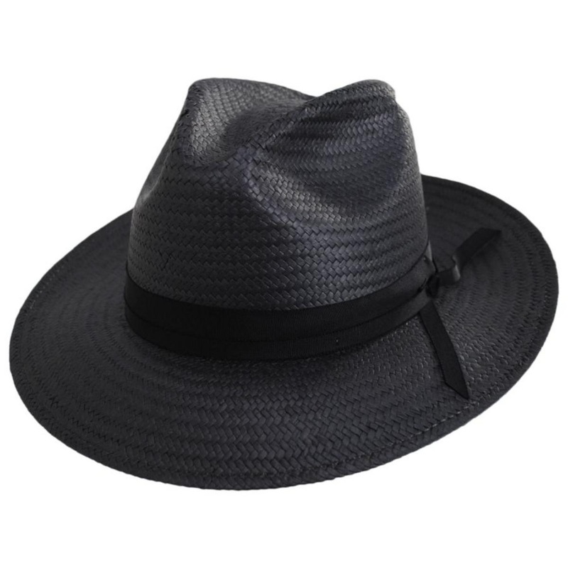 Winstone Raindura Straw Fedora Hat – Black BLACK S