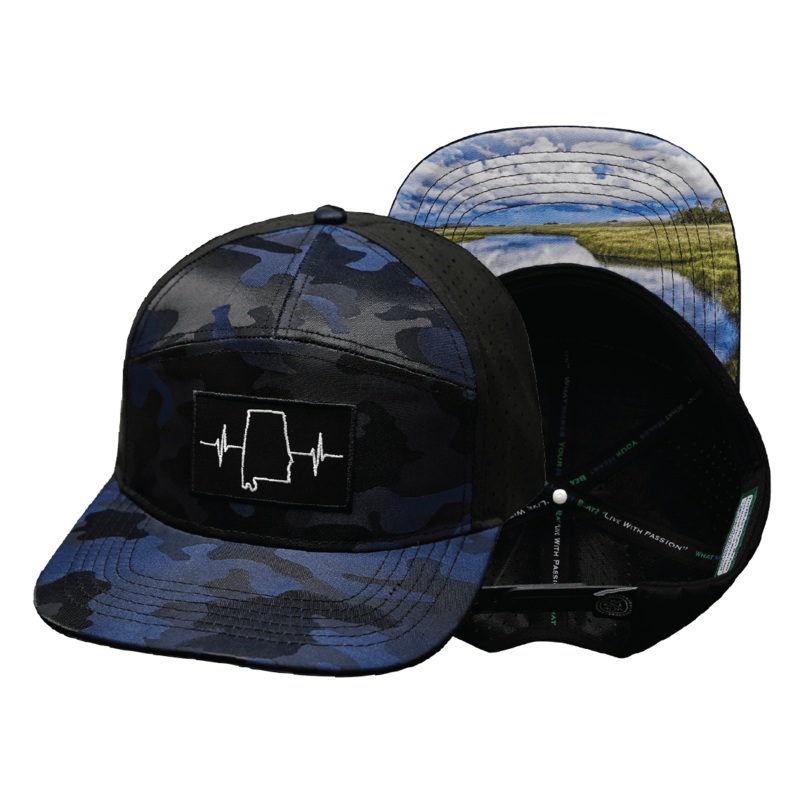 Alabama Hat – Flat Bill – Navy Camo / Black – Laser Mesh