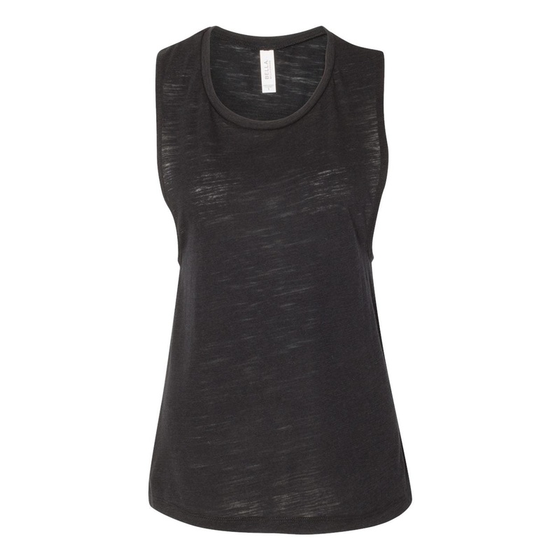 Bella + Canvas 8803 Women’s Flowy Scoop Muscle Tank – Solid Black Slub Solid Black Slub S