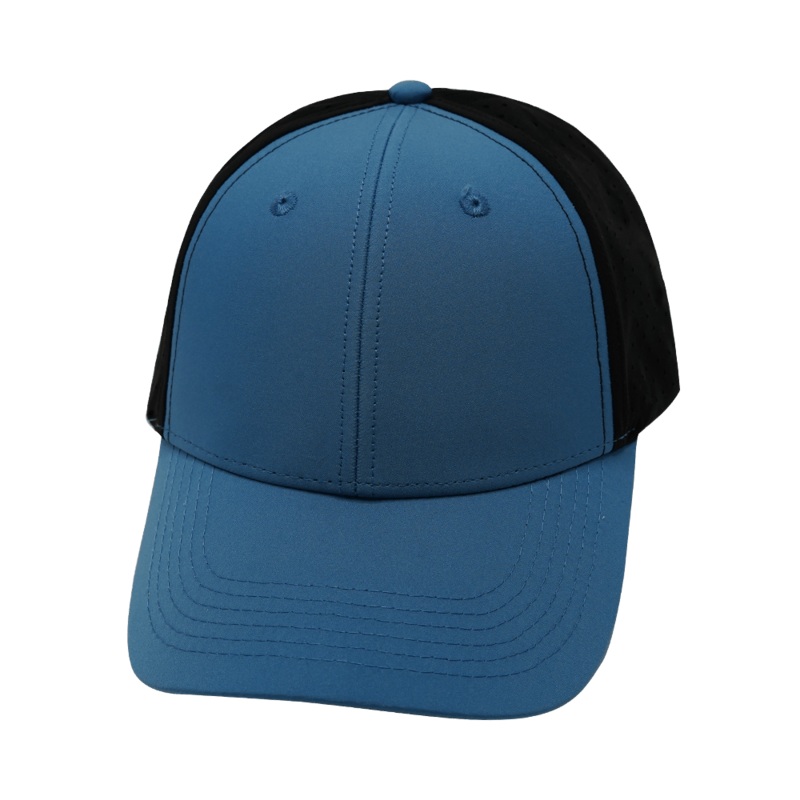 Blank – 6 Panel – Shallow Fit – Pony Tail – Blue / Black (Unisex) – Laser Mesh