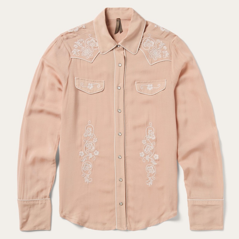 Blush Embroidered Western Shirt Pink XS