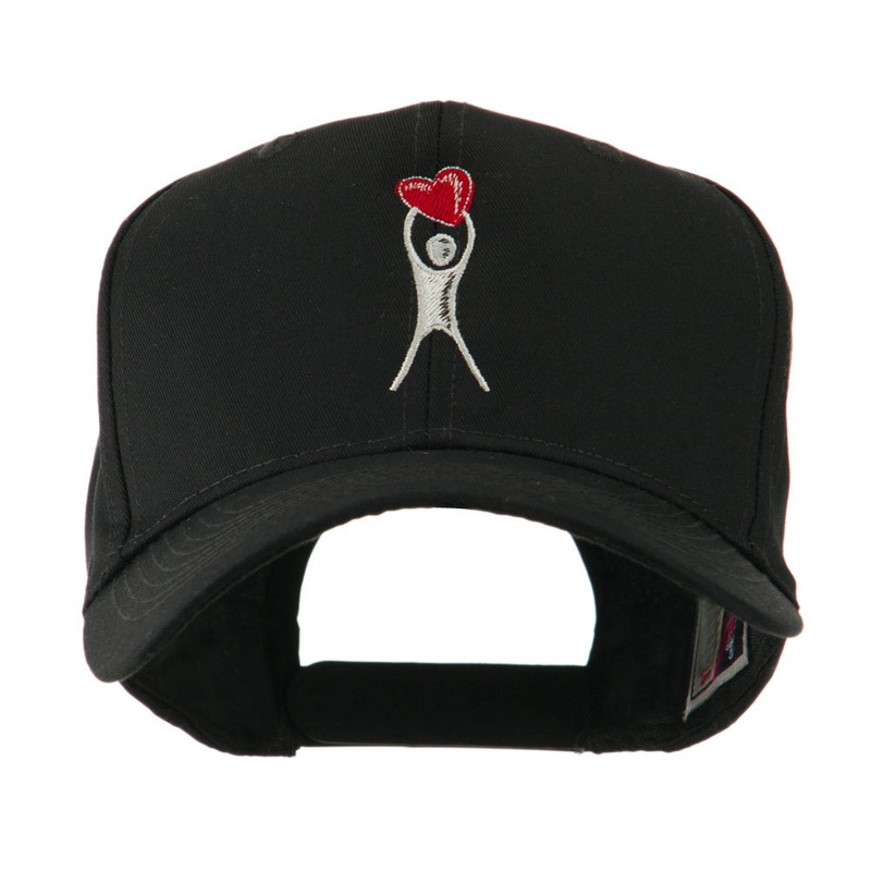 Breast Cancer Body Figure Heart Embroidery Cap Black One Size
