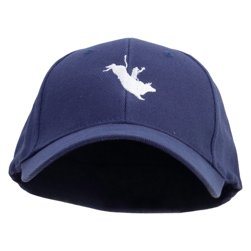 Bull Riding Embroidered Low Profile Washed Flex Cap Navy One Size