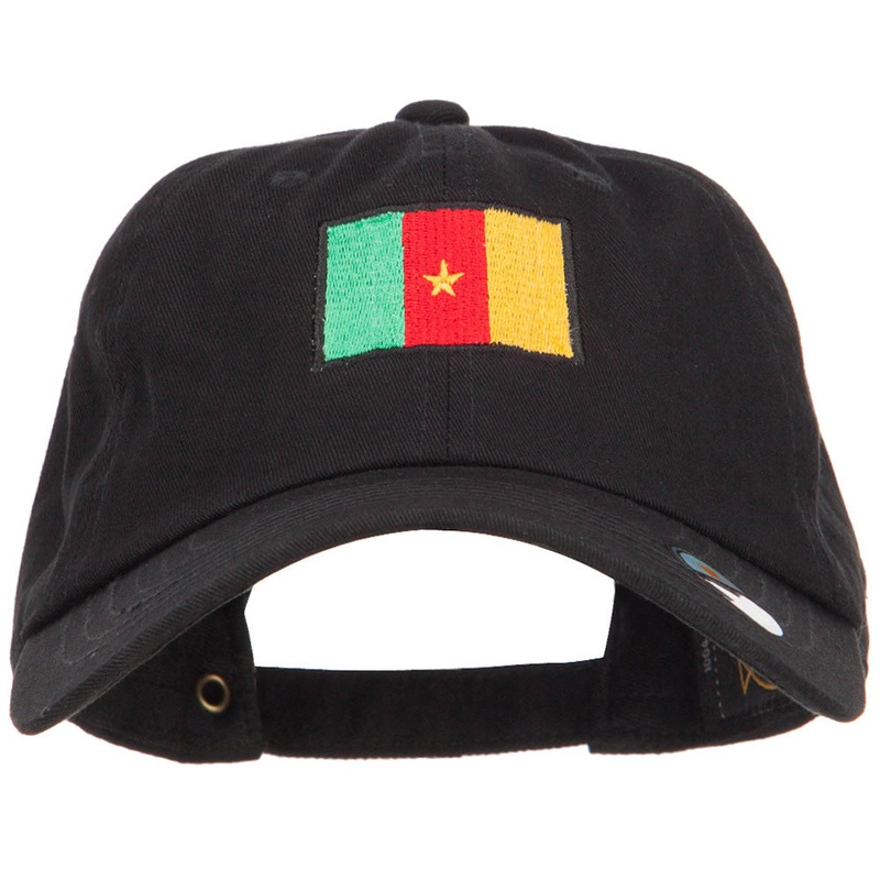 Cameroon Flag Embroidered Washed Cap Black One Size