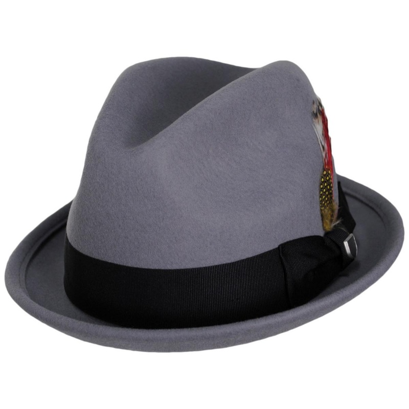 Gain Wool Felt Fedora Hat GREY/BLACK S