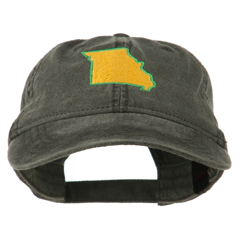 Missouri State Map Embroidered Washed Cotton Cap Black One Size