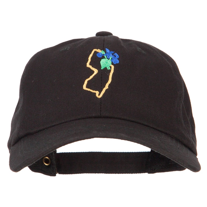 New Jersey Violet with Map Embroidered Unstructured Washed Cap Black One Size