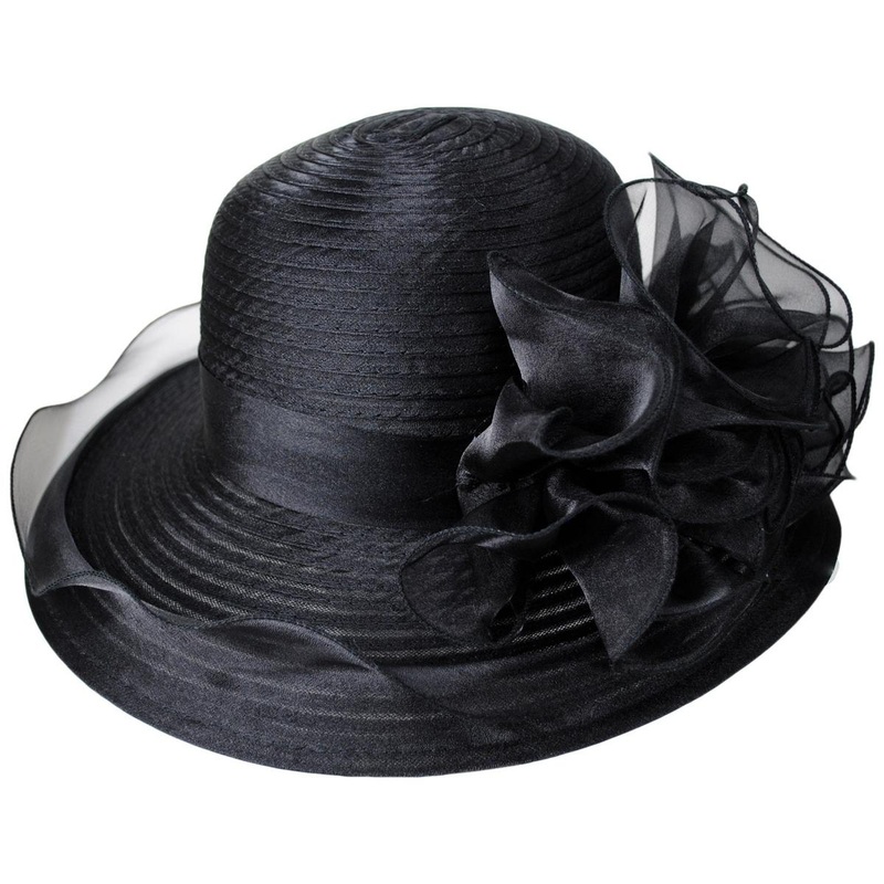 Organza Mesh Lampshade Dress Hat BLACK ONE SIZE FITS MOST