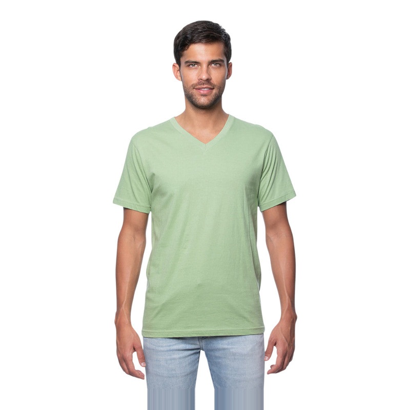 Royal Apparel Unisex Organic Short Sleeve V-Neck T-Shirt  Style 5055ORG Made in USA Avocado XS