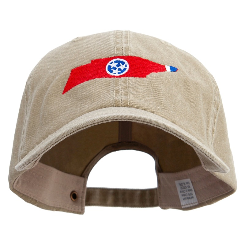 Tennessee State Flap Map Embroidered Big Size Washed Pigment Dyed Cap Khaki XL-3XL
