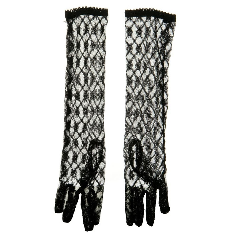 16 Inch Long Lace Glove Black One Size