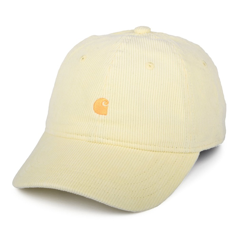 Carhartt WIP Hats Harlem Corduroy Baseball Cap – Light Yellow Adjustable