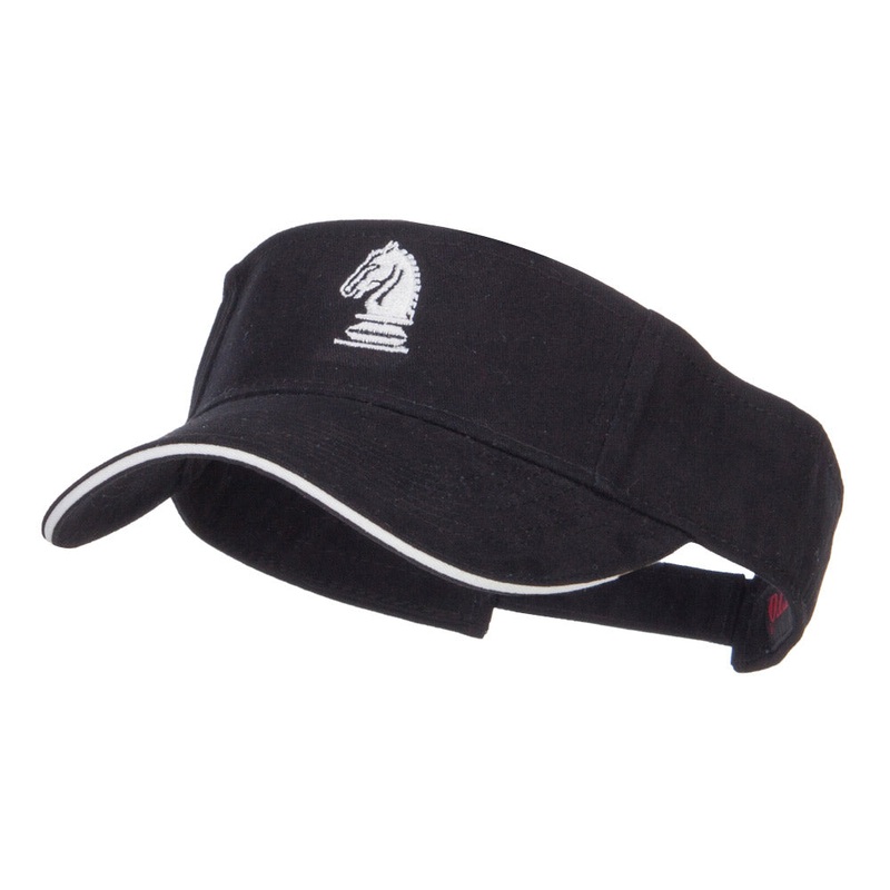 Chess Knight Embroidered Brushed Visor Black White One Size