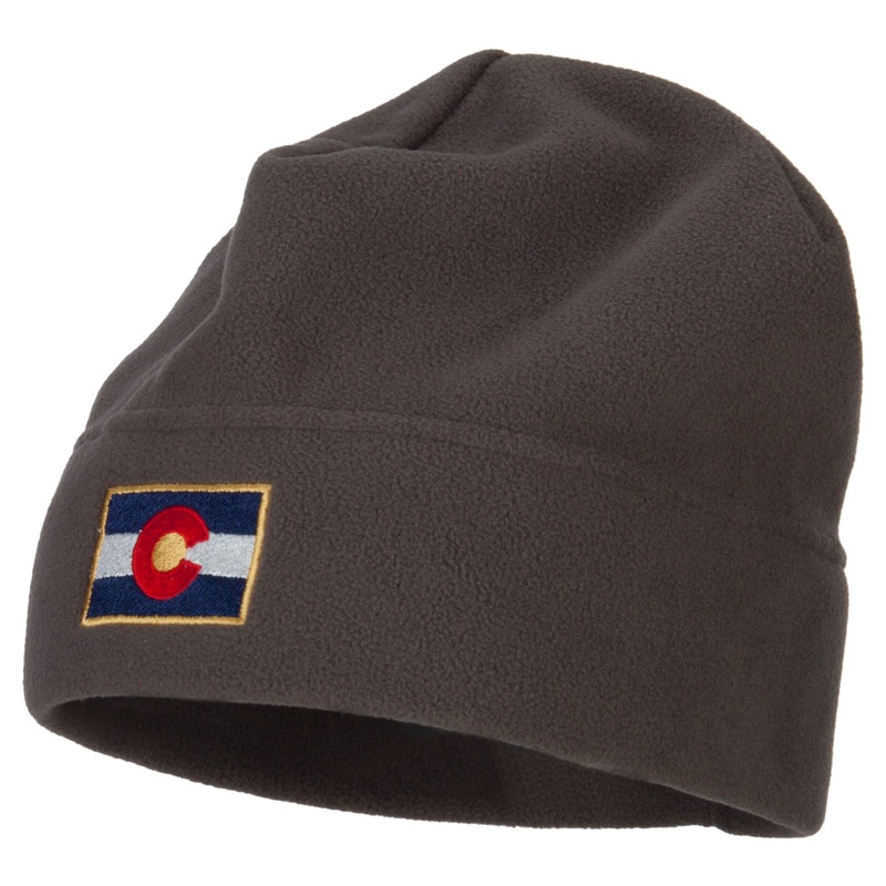 Colorado Flag Embroidered Big Size Fleece Beanie Heather XL-3XL