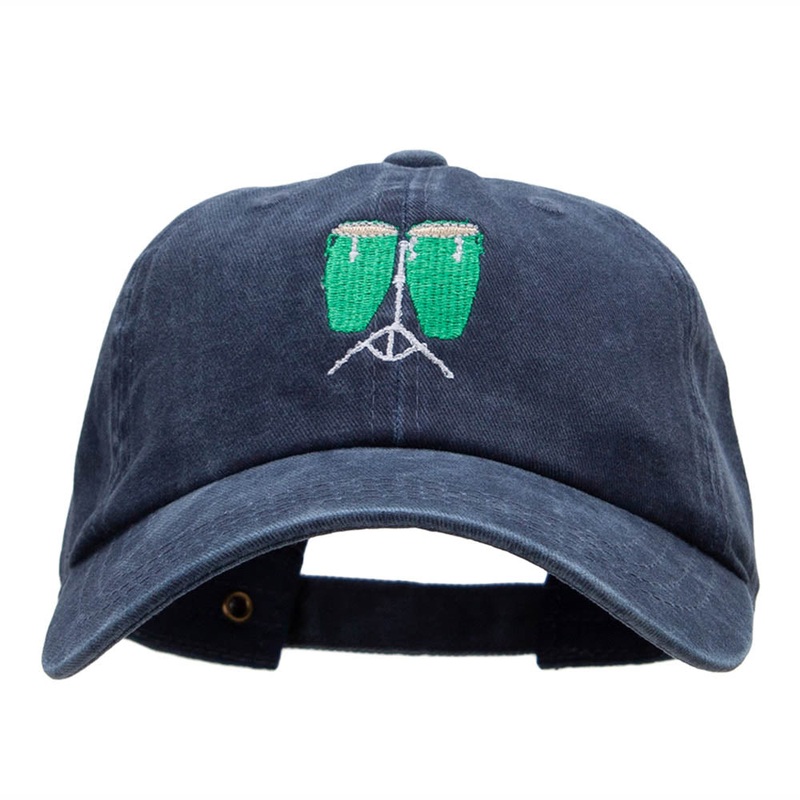 Conga Drums Embroidered Unstructured Cotton Cap Navy One Size