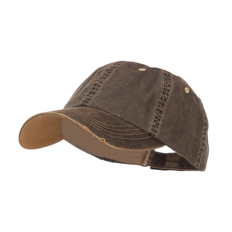 Distressed Washed Herringbone Cotton Cap Black One Size