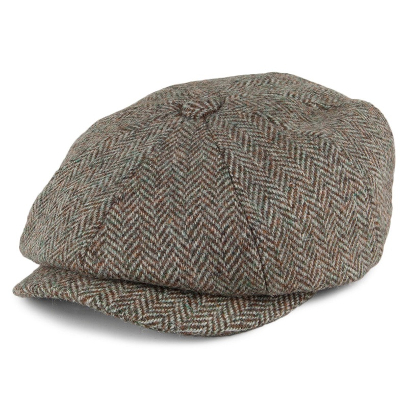 Failsworth Hats Carloway HARRIS TWEED Herringbone Newsboy Cap – Beige-Khaki 55