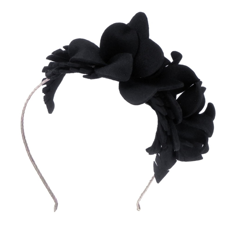 Failsworth Hats Floral Wool Felt Headband – Black 1-Size