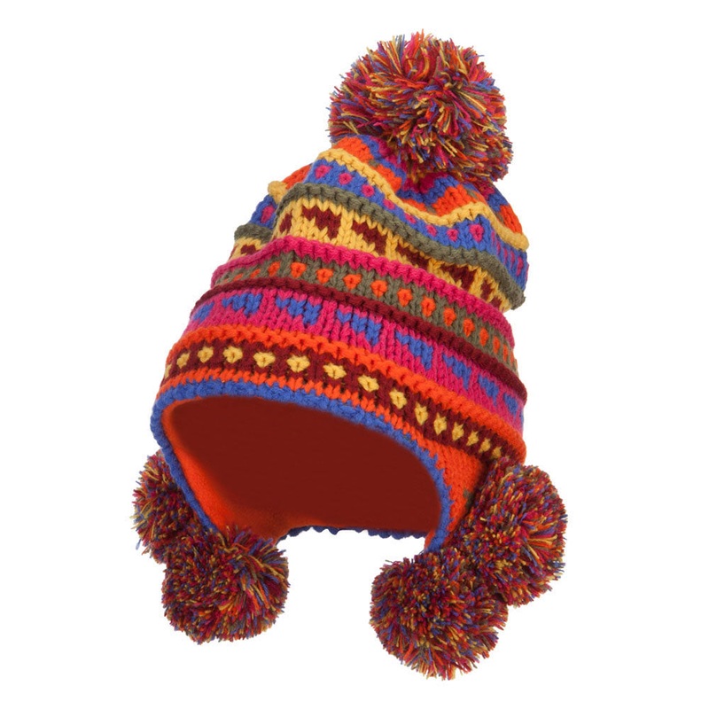 Girl’s Striped Pom Ski Beanie Blue One Size