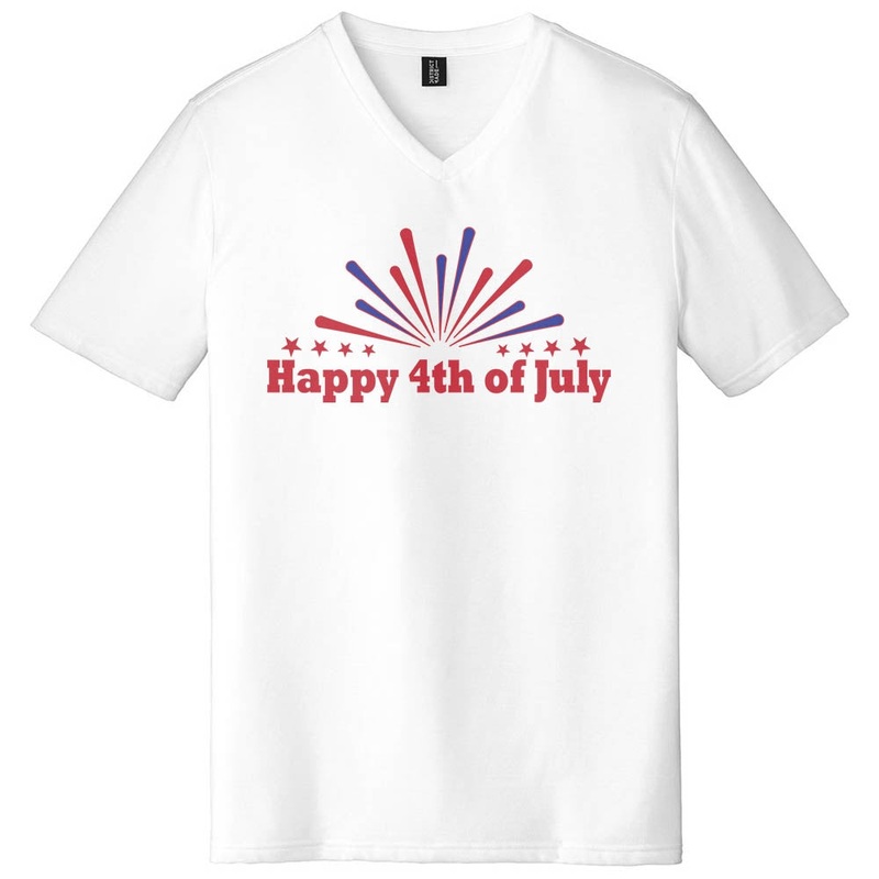 Happy 4th of July Graphic Design Men’s V-Neck White XS