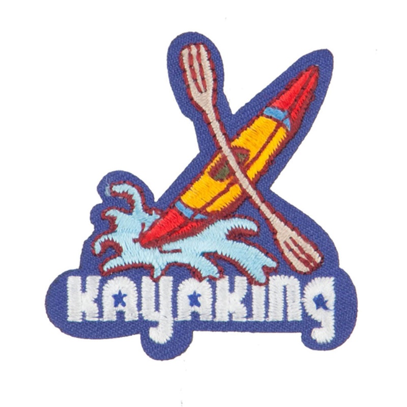 Kayaking Embroidered Patches Blue One Size