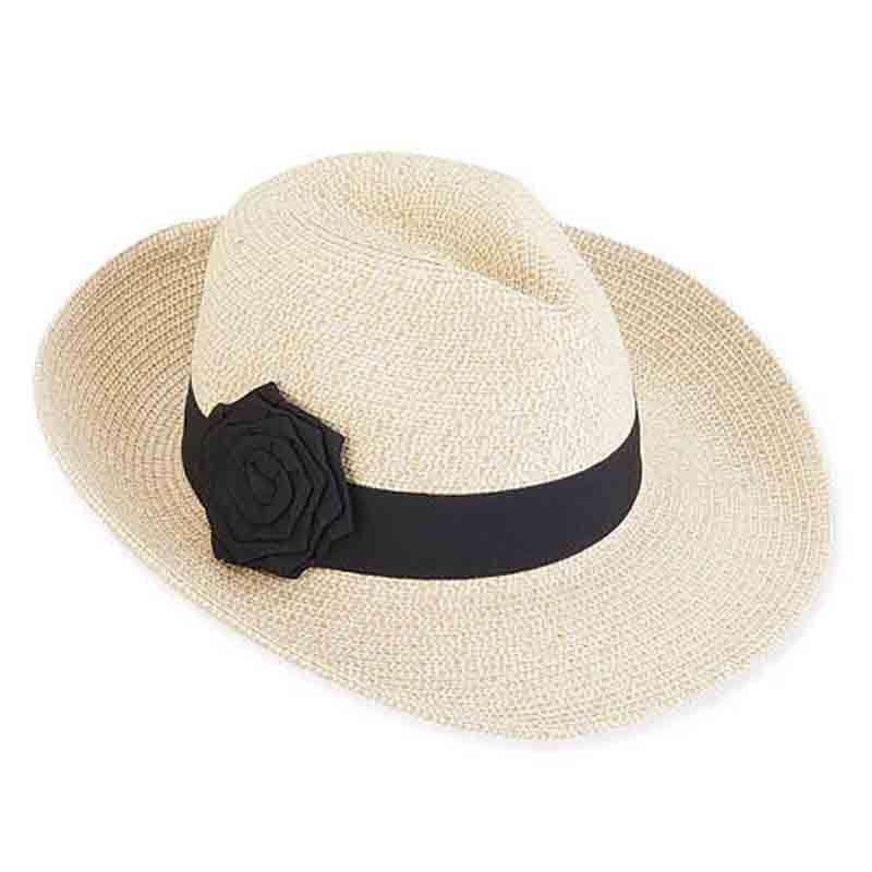 Kinsley Wide Brim Fedora Hat – Sun ‘N’ Sand Hats Natural M/L (58 cm)