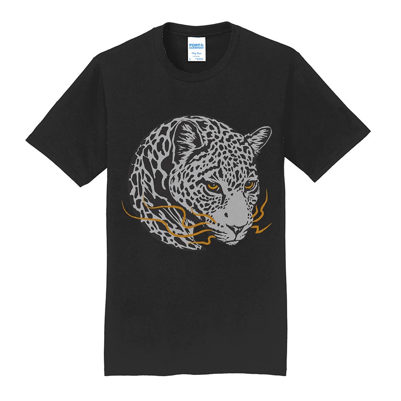 Leopard Circular Animal Crew Neck T-Shirt Graphic Shirt Jet Black XL