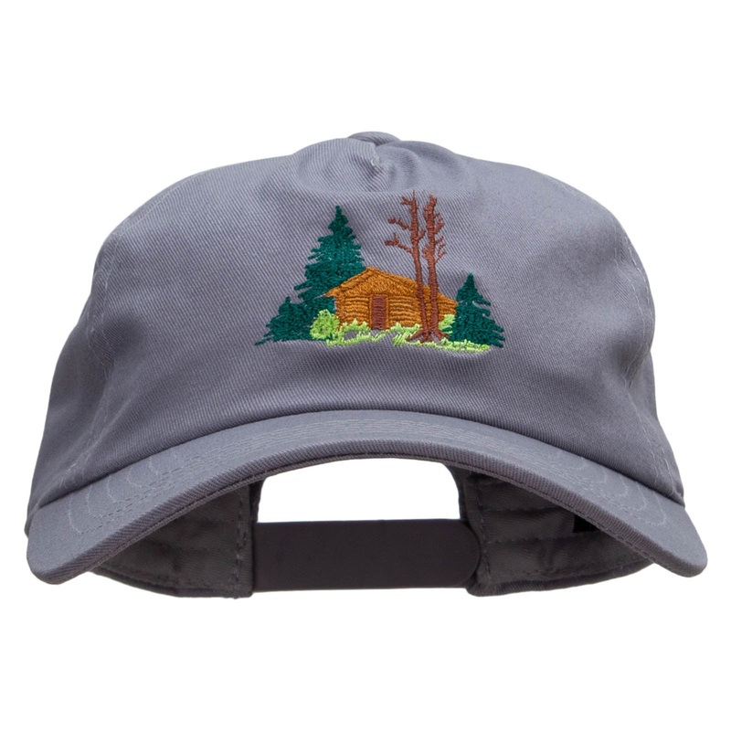 Log Cabin Embroidered Unstructured Dad Cap Grey One Size