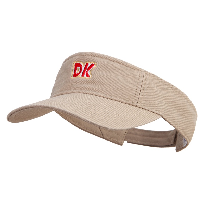 Mario DK Donkey Embroidered Pro Style Cotton Twill Washed Visor Khaki One Size
