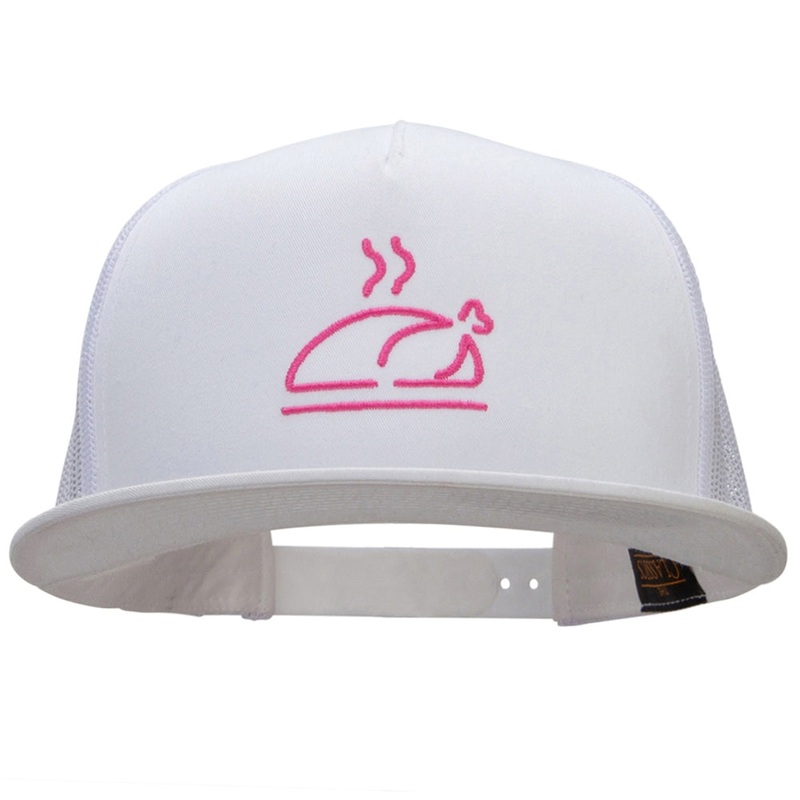 Neon Turkey Embroidered 5 Panel Mesh Trucker Snapback Cap White One Size