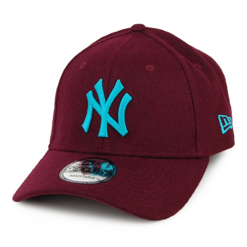 New Era 9FORTY New York Yankees Baseball Cap – MLB Melton – Burgundy-Teal Adjustable