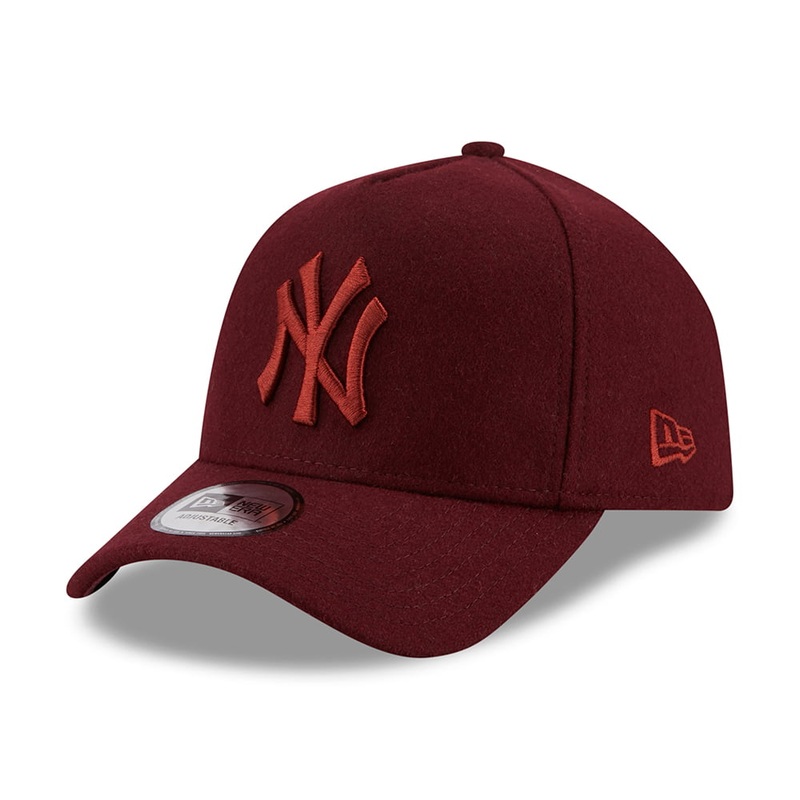 New Era 9FORTY New York Yankees Baseball Cap – MLB Melton E-Frame – Maroon Adjustable
