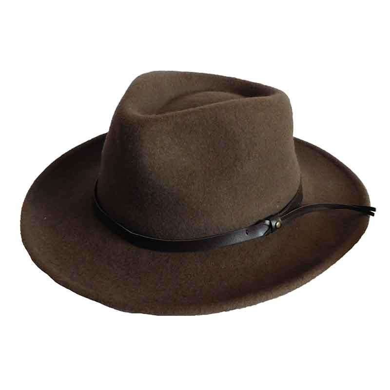 Packable Water Repellent Wool Felt Outback, Brown – Stafford, Scala Hats Brown Medium (57 cm)