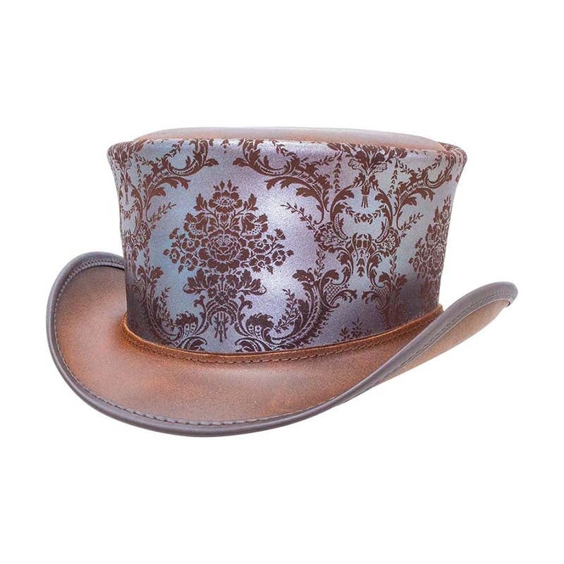 Parlor Leather Steampunk Top Hat -Steampunk Hatter Brown Small
