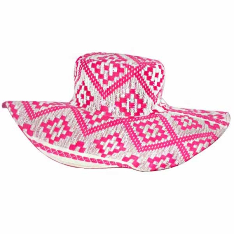 Pink Jacquard Bohemian Hat – America and Beyond Hot Pink OS