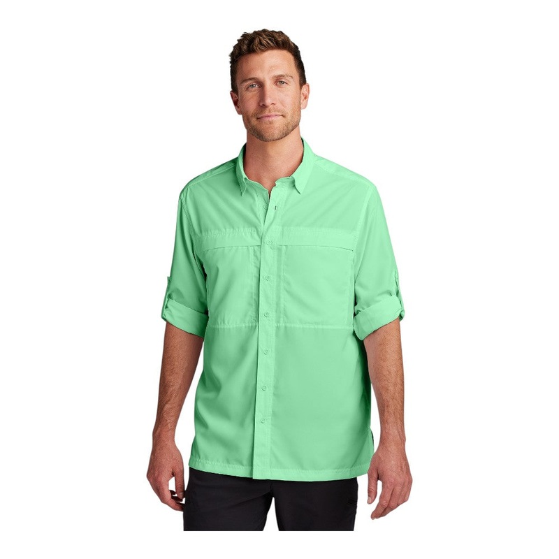 Port Authority W960 Long Sleeve UV Daybreak Shirt Bright Seafoam XS