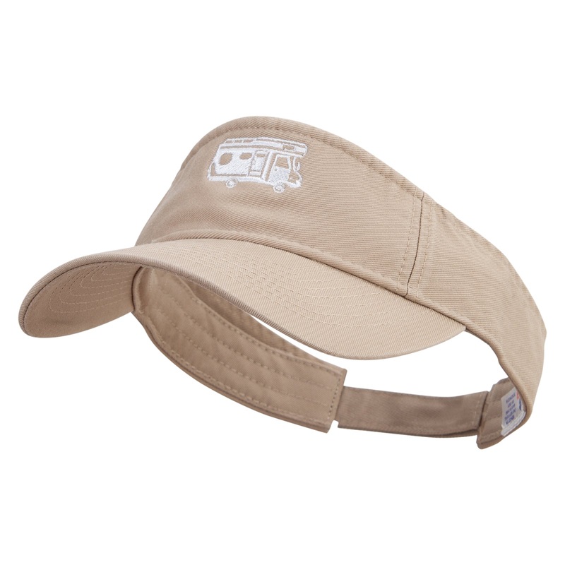RV Logo Embroidered Pro Style Cotton Twill Washed Visor Khaki One Size