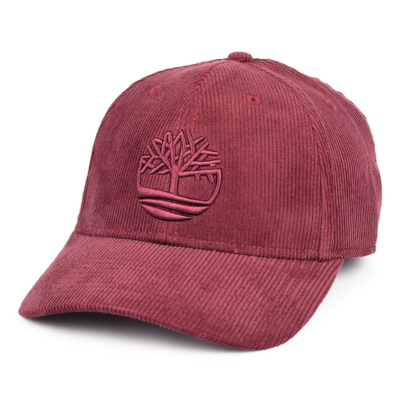 Timberland Hats Corduroy Logo Baseball Cap – Burgundy Adjustable